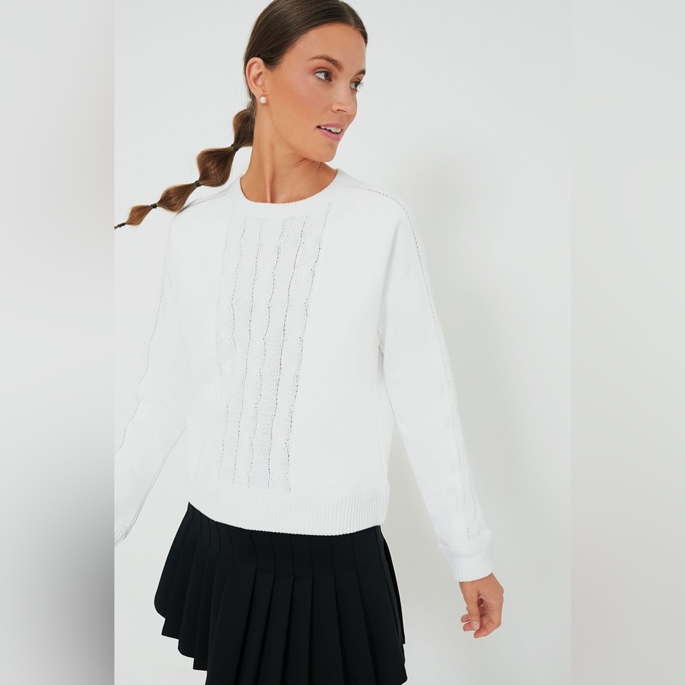 Tnuck Sport White Cable Knit Reid Sweatshirt